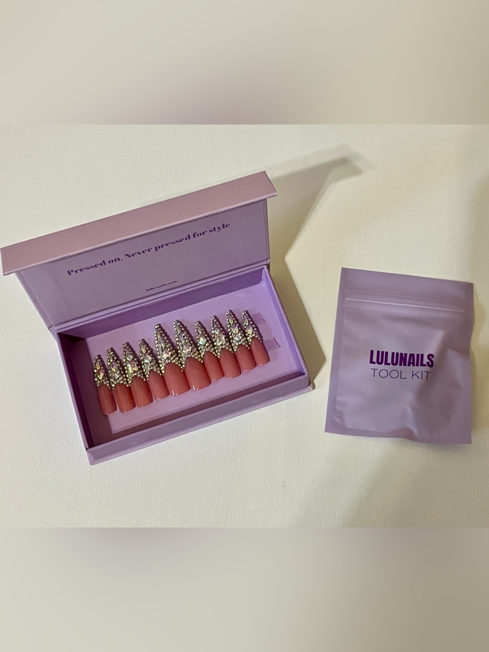 Pink Rhinestone Stiletto Press-On Nail Set